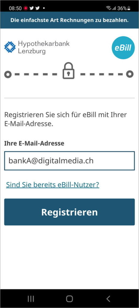 eBill Neon, einfach eingerichtet