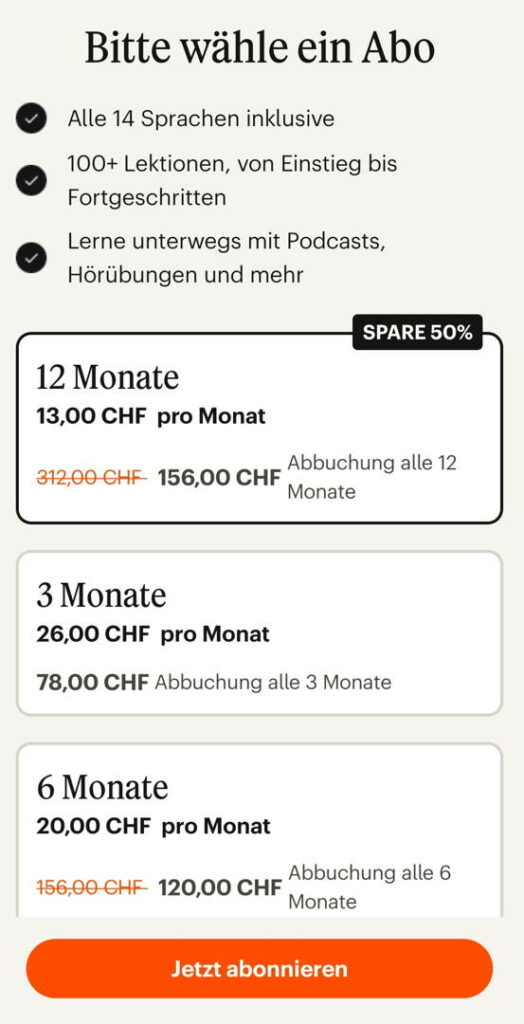 App-Sprachkurs von Babbel mit Schweizer Abopreis