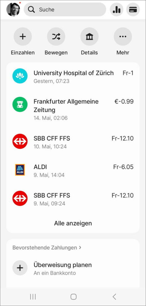 Revolut Schweiz für Einsteiger: Das übersichtliche Konto-Dashboard