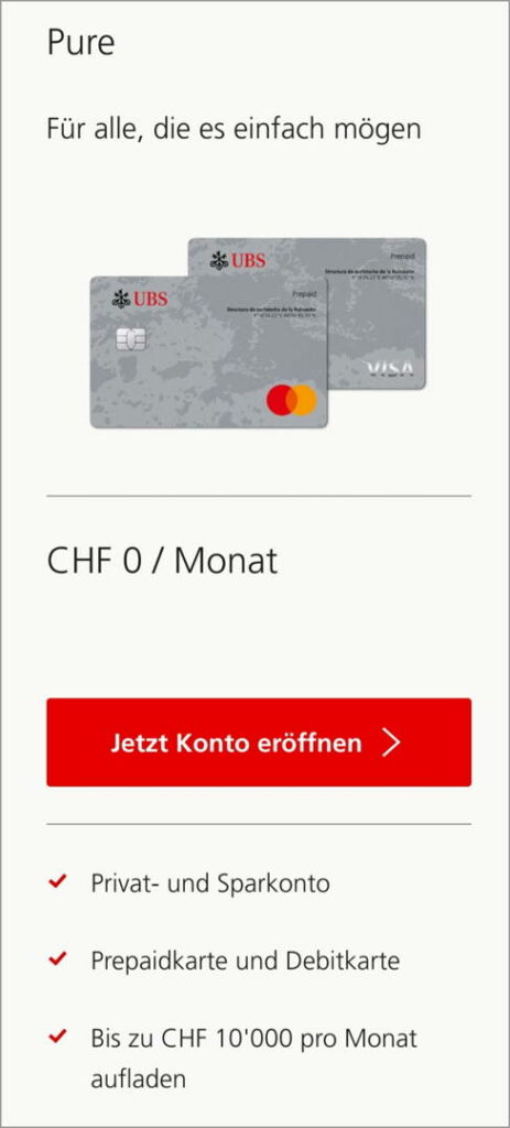 Angebot: Das kostenlose UBS key4 banking Pure